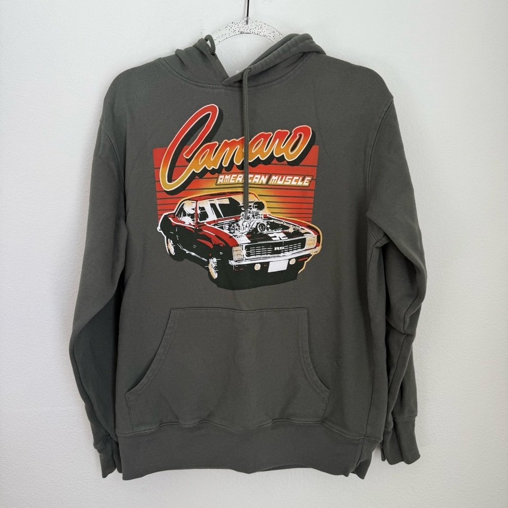 GM Camaro Pullover American Green Long Sleeve Hoodie Size M Unisex